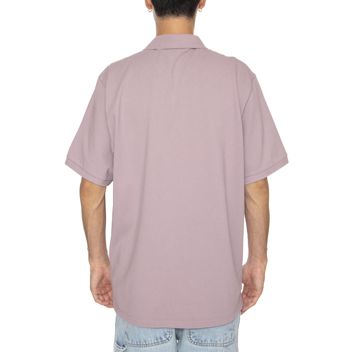 S/S Carhartt Script Polo Pink Fog / White - Polo Uomo Viola I035231.31MXX  CARHARTT WIP 