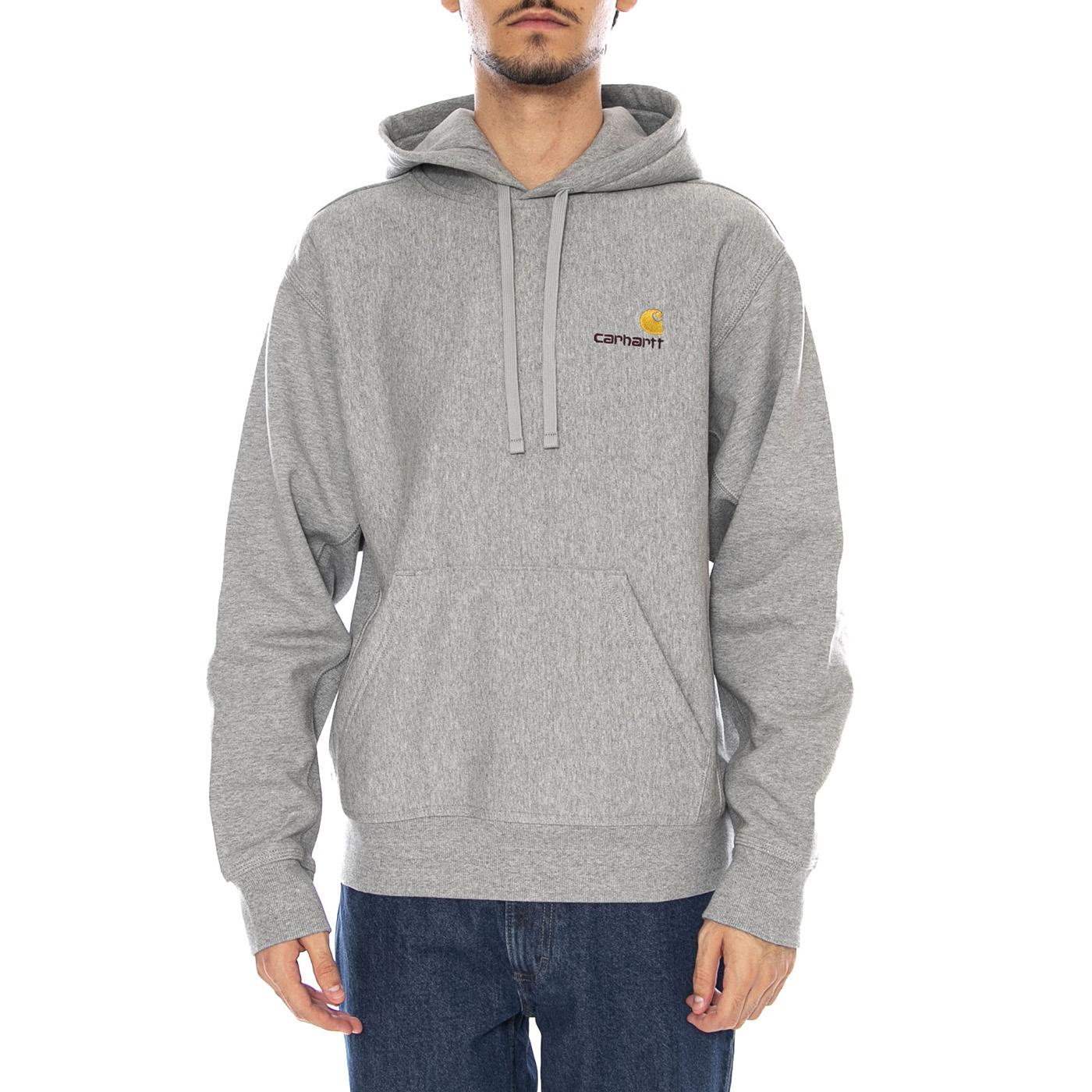 Hooded American Script Sweat Grey Heather - Felpa con Cappuccio Uomo Grigia I028279.V6XX  CARHARTT WIP 