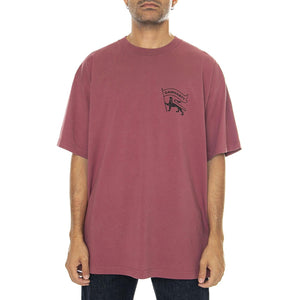 S/S Stamp T-Shirt Dusty Fuchsia / Black stone washed - Maglietta Girocollo Uomo Bordeaux I033670.2B006  CARHARTT WIP 