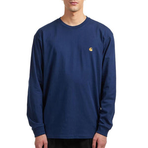 L/S CHASE T-SHIRT JUPITER / GOLD - Maglietta Girocollo Maniche Lunghe Uomo Blu I026392 3H6XX CARHARTT WIP 