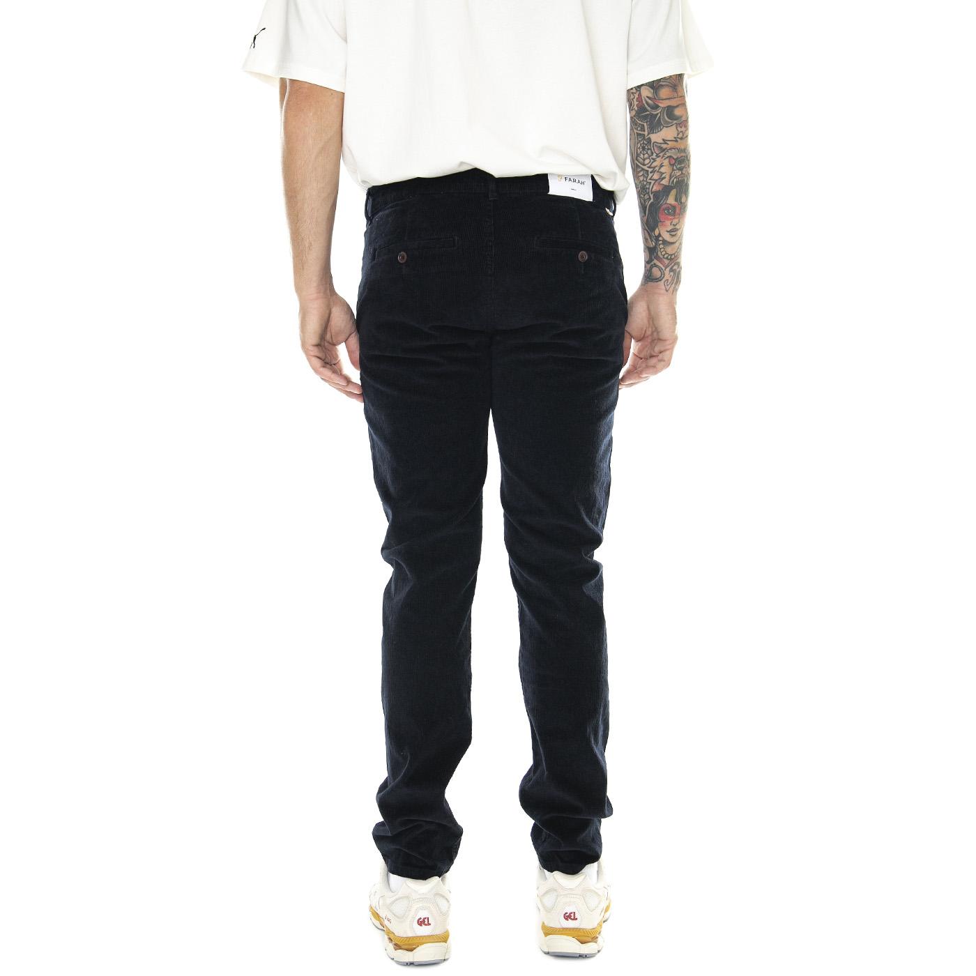 Elm Stretch Corduroy Trousers In True Navy - Pantaloni in Velluto Uomo Blu F4BFA060-412  FARAH 