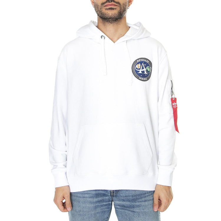 M' Apollo Mission Hoody White - Felpa con Cappuccio Uomo Bianco 106338-09  ALPHA INDUSTRIES 