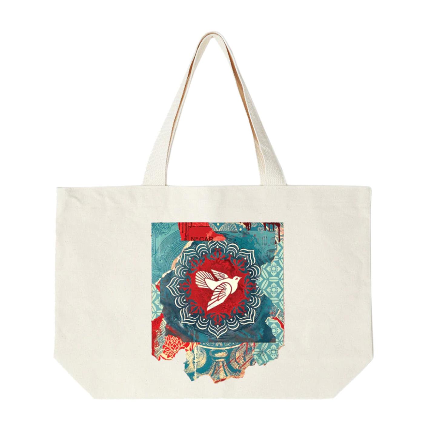 Obey Peace Dove Blue Sustainable Tote Bag Natural - Bora Shopping Bag Bianca / Multicolore 100733409-NAT  OBEY 