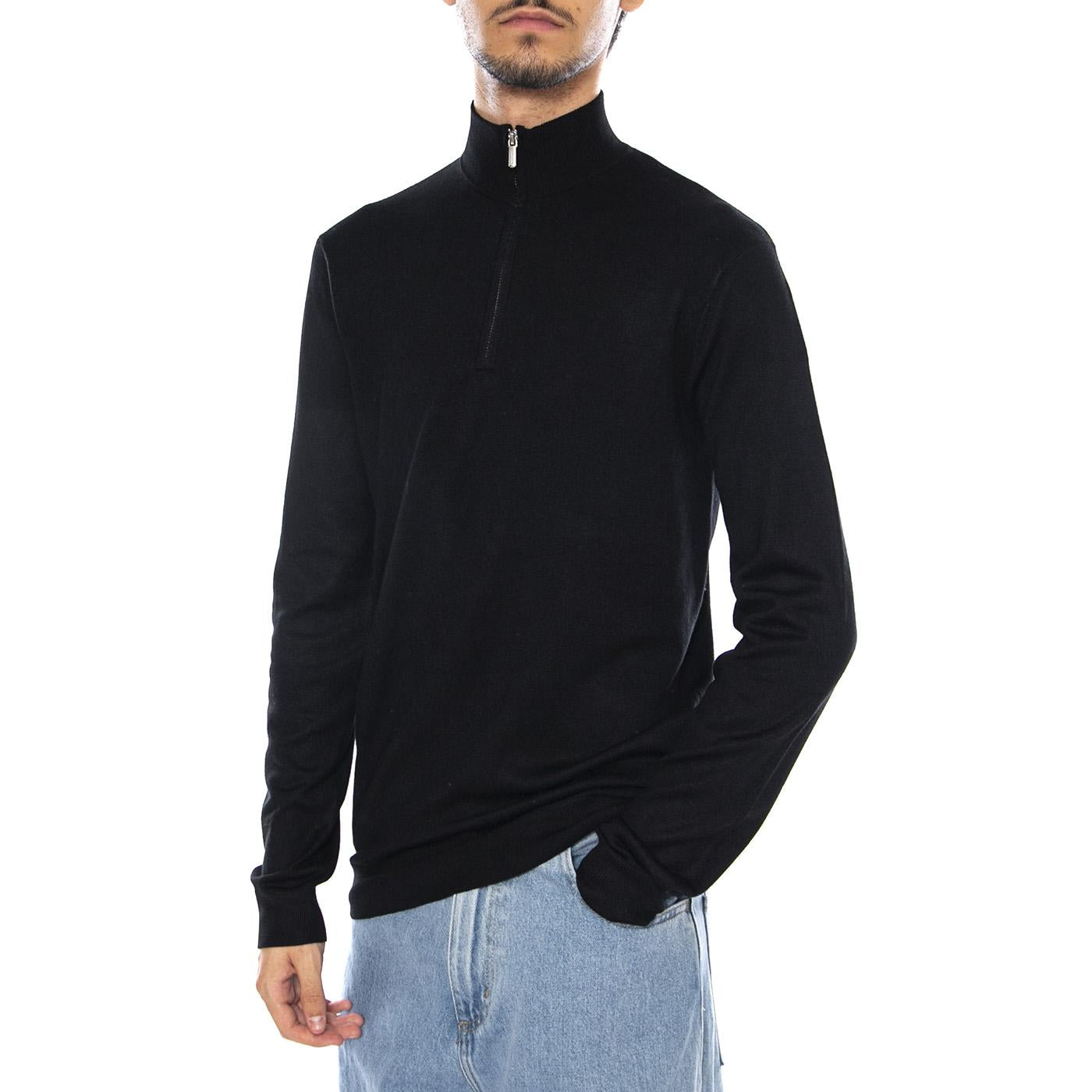 WYLER Life Reg 14 Half Zip Knit Noos Black - Maglione Collo Alto con Zip Uomo Nero 22021264-3766307 . ONLY & SONS 