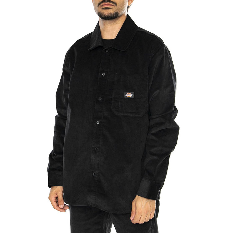 Corduroy Shirt LS Chocolate Black - Camicia in Velluto Uomo Nera DK0A8652BLK1  DICKIES 
