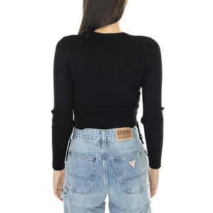 Go Lace Up Sweater Top Jet Black A996 - Maglione Donna Nero W3BR09Z2YK2-JBLK  GUESS ORIGINALS 