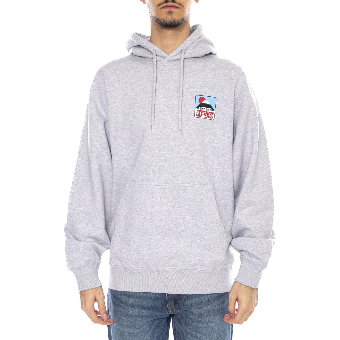 Sunset on Fuji San Hoodie Sweat Grey -- Felpa con Cappuccio Uomo Grigia I035804. DF.67 EDWIN 