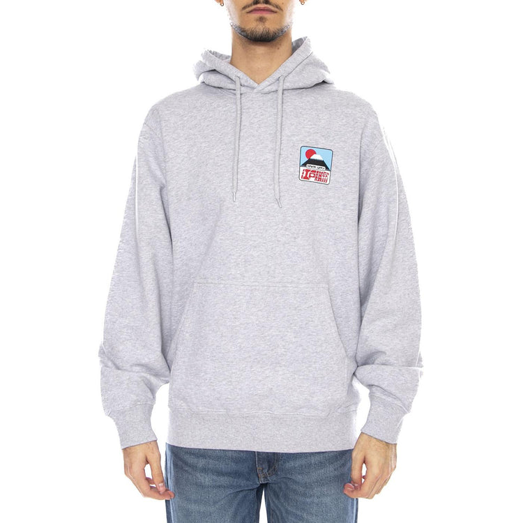 Sunset on Fuji San Hoodie Sweat Grey -- Felpa con Cappuccio Uomo Grigia I035804. DF.67 EDWIN 