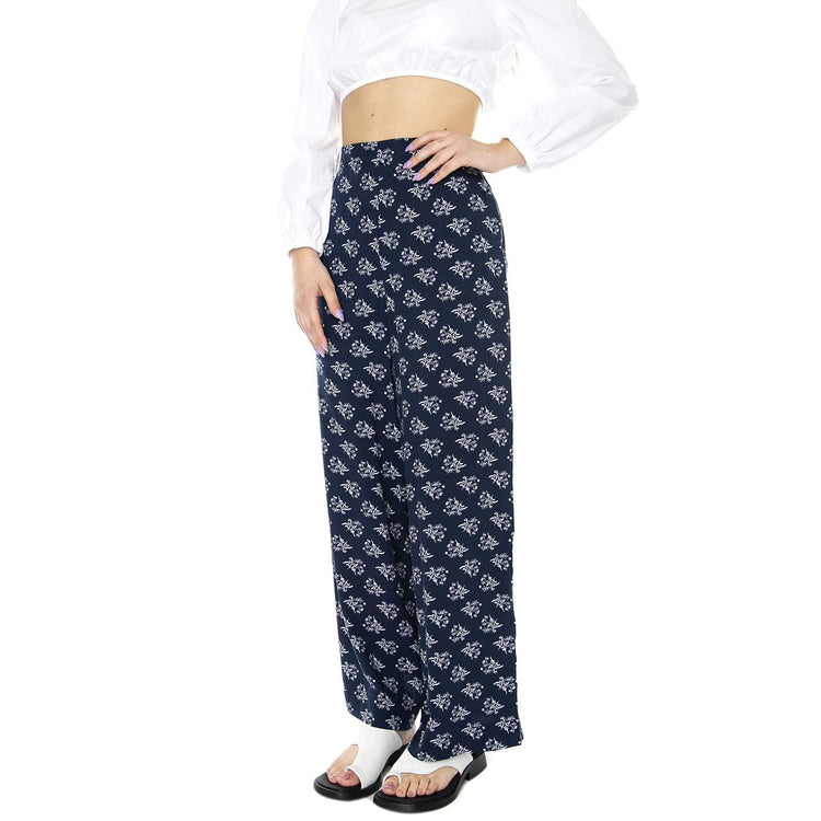 W' Blossom Navy Pant Assorted - Pantaloni Donna Blu / Multicolore 2116-ASS  BRAVA FABRICS 