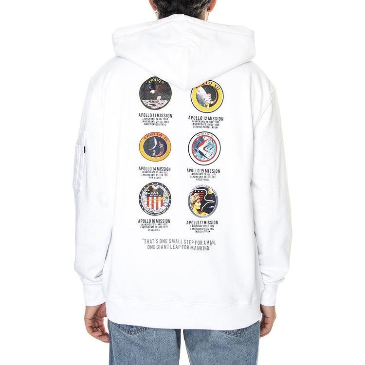 M' Apollo Mission Hoody White - Felpa con Cappuccio Uomo Bianco 106338-09  ALPHA INDUSTRIES 
