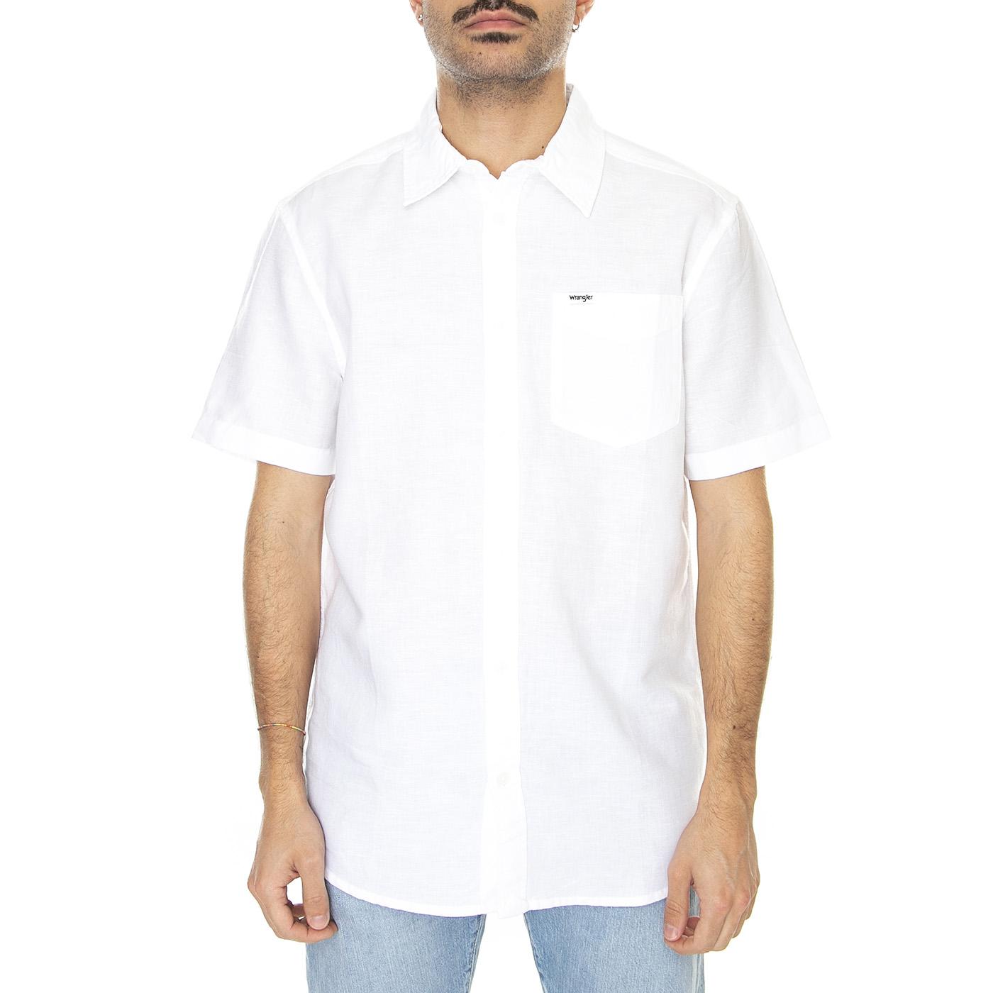 SS 1 Pocket Shirt White - Camicia Maniche Corte Uomo Bianca W5K0LO98  WRANGLER 