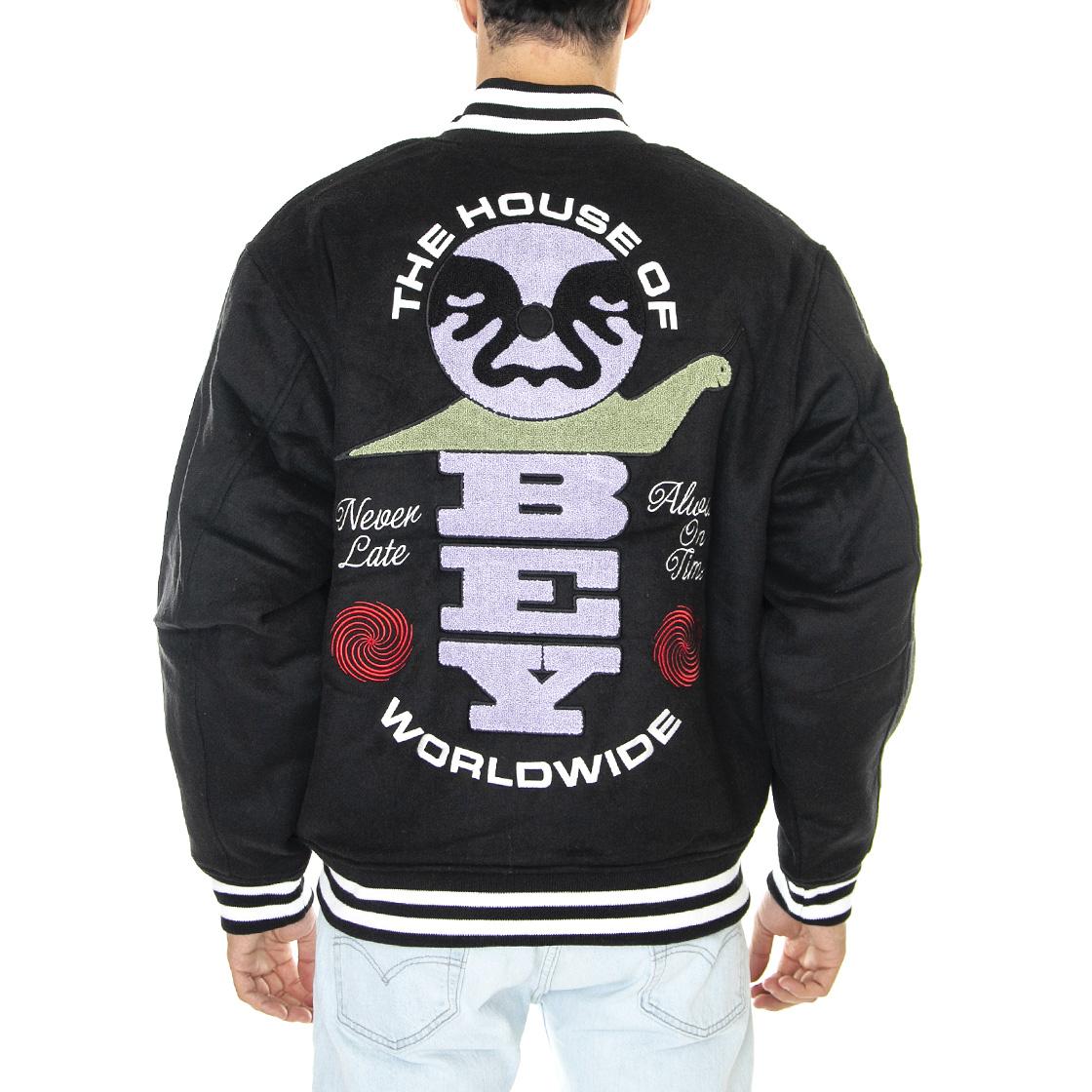 Time Varsity Jacket Black - Giacca Invernale Uomo Nera 121800520-BLK  OBEY 