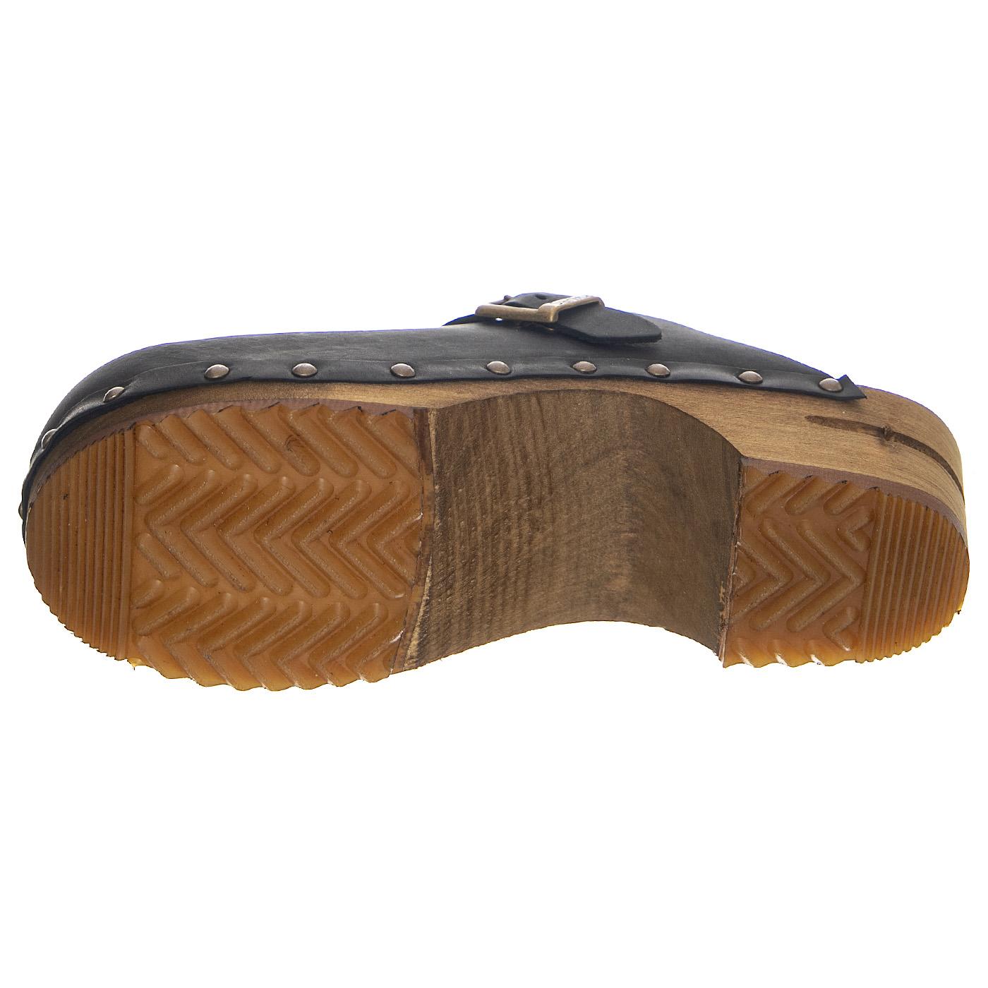 W' Wood-Kristel Open Black - Sandali in Pelle Donna Neri 455205W-2  SANITA 