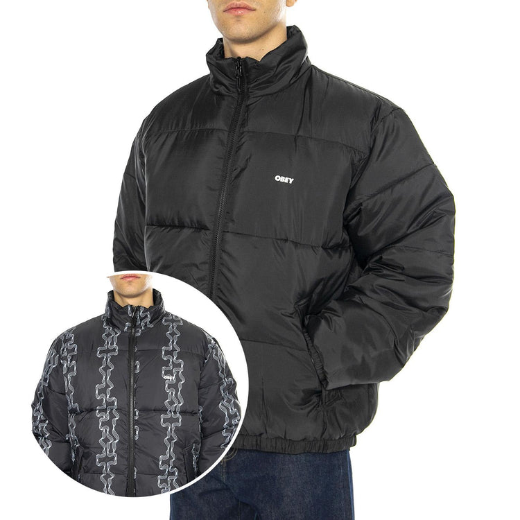 Benny Puffer Jacket Black Multi - Giacca Uomo Nera 121800507-BKM  OBEY 