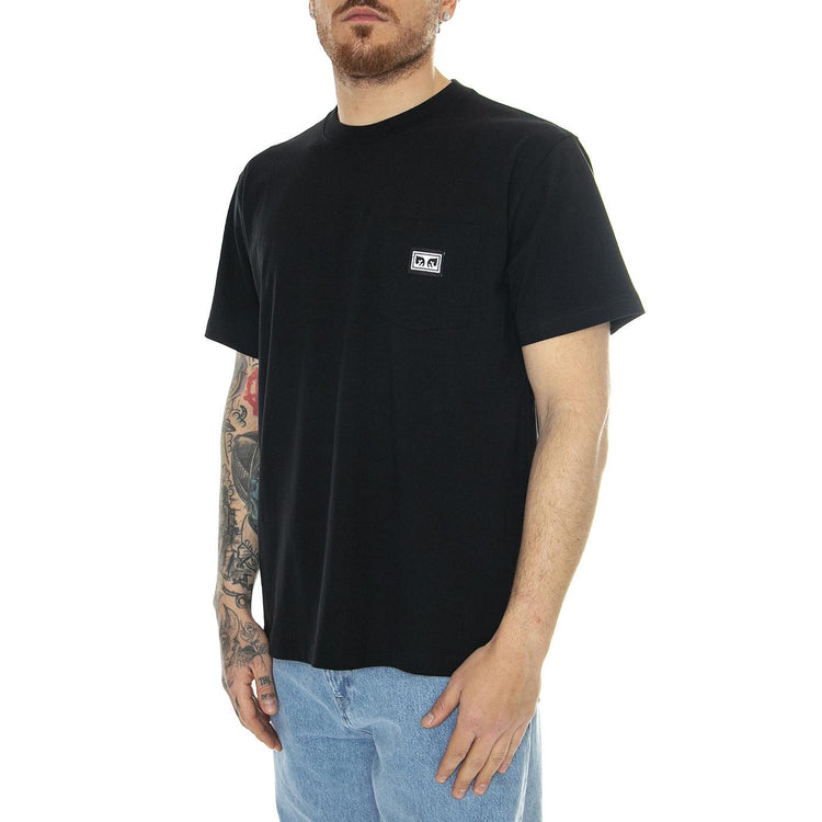 Established Works Eyes Pocket Tee SS Black - Maglietta Girocollo Uomo Nera 131080349-BLK  OBEY 