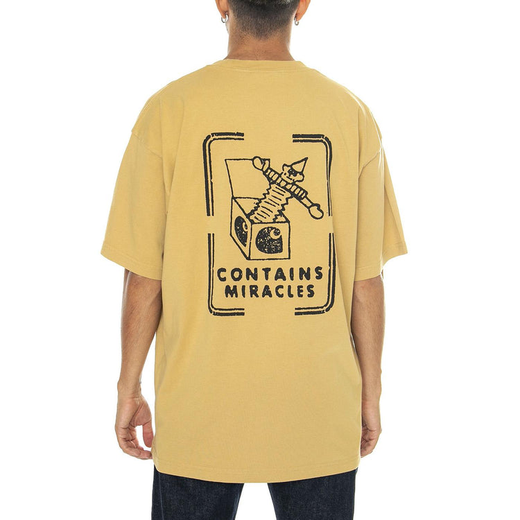 S/S Stamp T-Shirt Bourbon / Black stone washed - Maglietta Girocollo Uomo Gialla I033670.23F06  CARHARTT WIP 