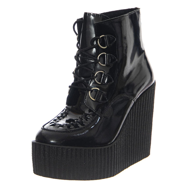 Wedge Wulfurn Ankle Boot Black Patent - Scarpe Stringate Profilo Alto Donna Nere 11862  UNDERGROUND 