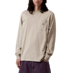 L/S POCKET T-SHIRT PUDDLE - Maglietta Girocollo Maniche Lunghe Uomo Grigia I030437 3GEXX CARHARTT WIP 
