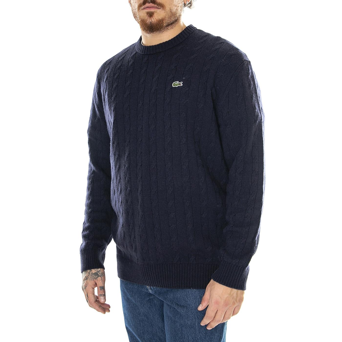 Pullover AH8566-166 Blue - Maglione Girocollo Uomo Blu AH8566-166  LACOSTE 