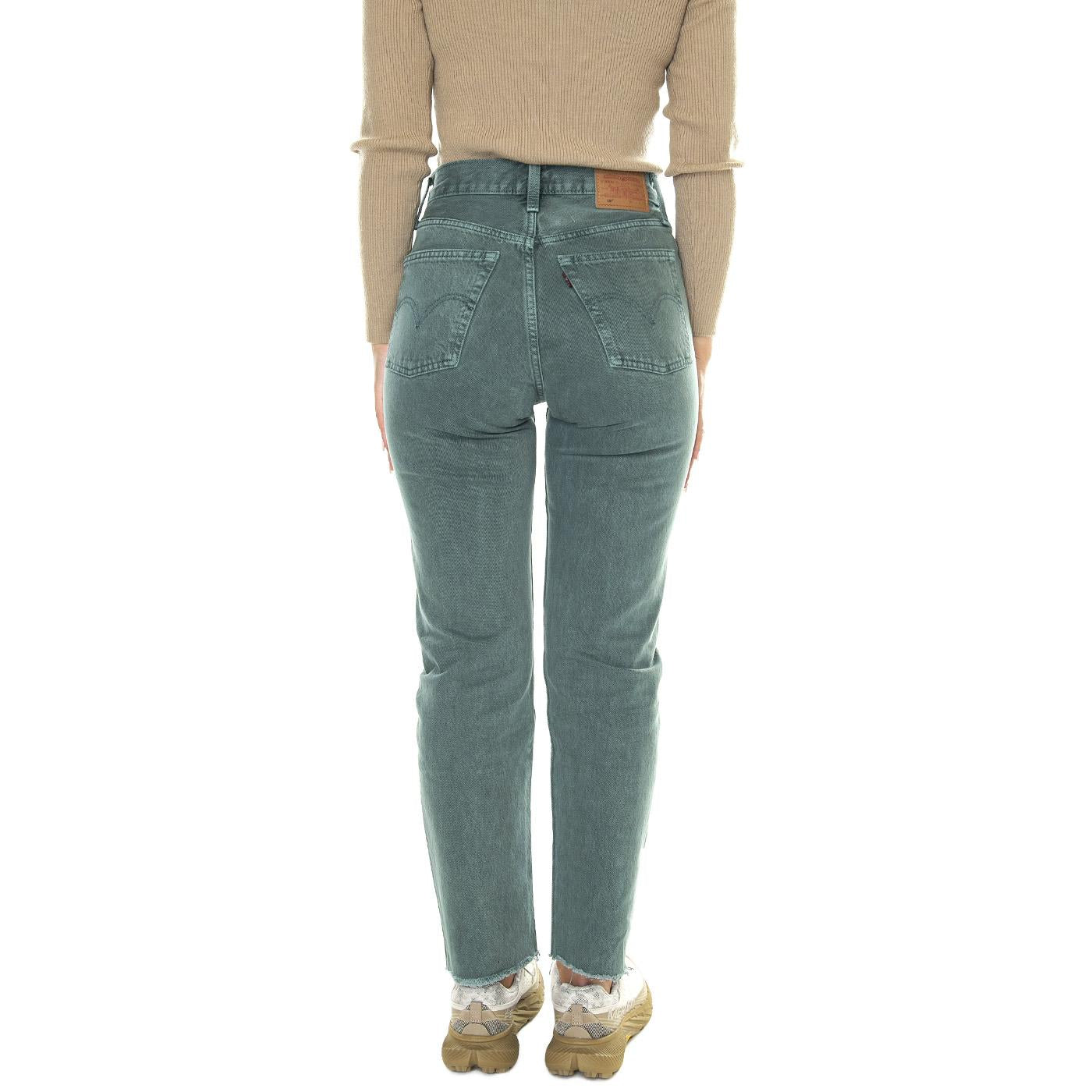 501 Crop Misty Silver Pine Green - Pantaloni Denim Jeans Donna Verdi 36200-0298  LEVIS 