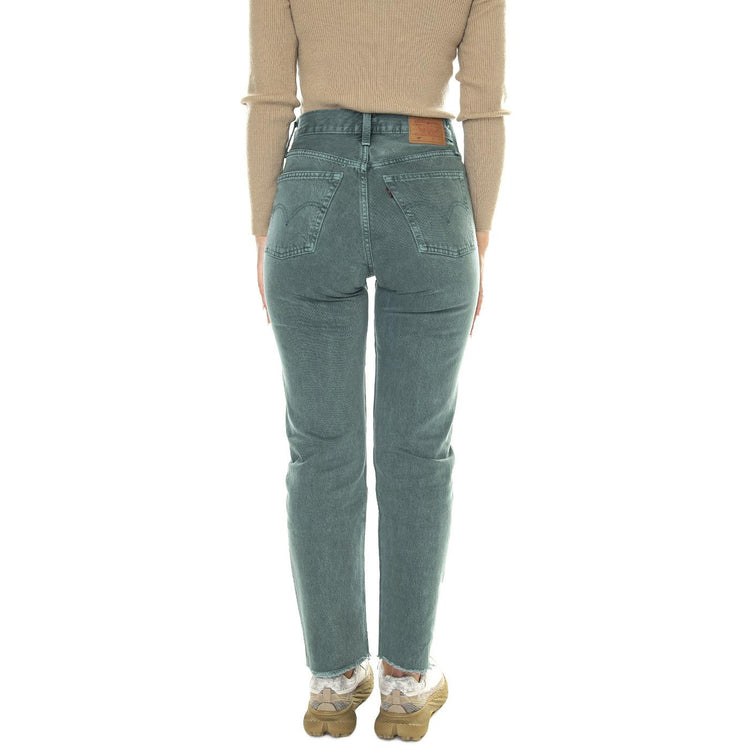 501 Crop Misty Silver Pine Green - Pantaloni Denim Jeans Donna Verdi 36200-0298  LEVIS 