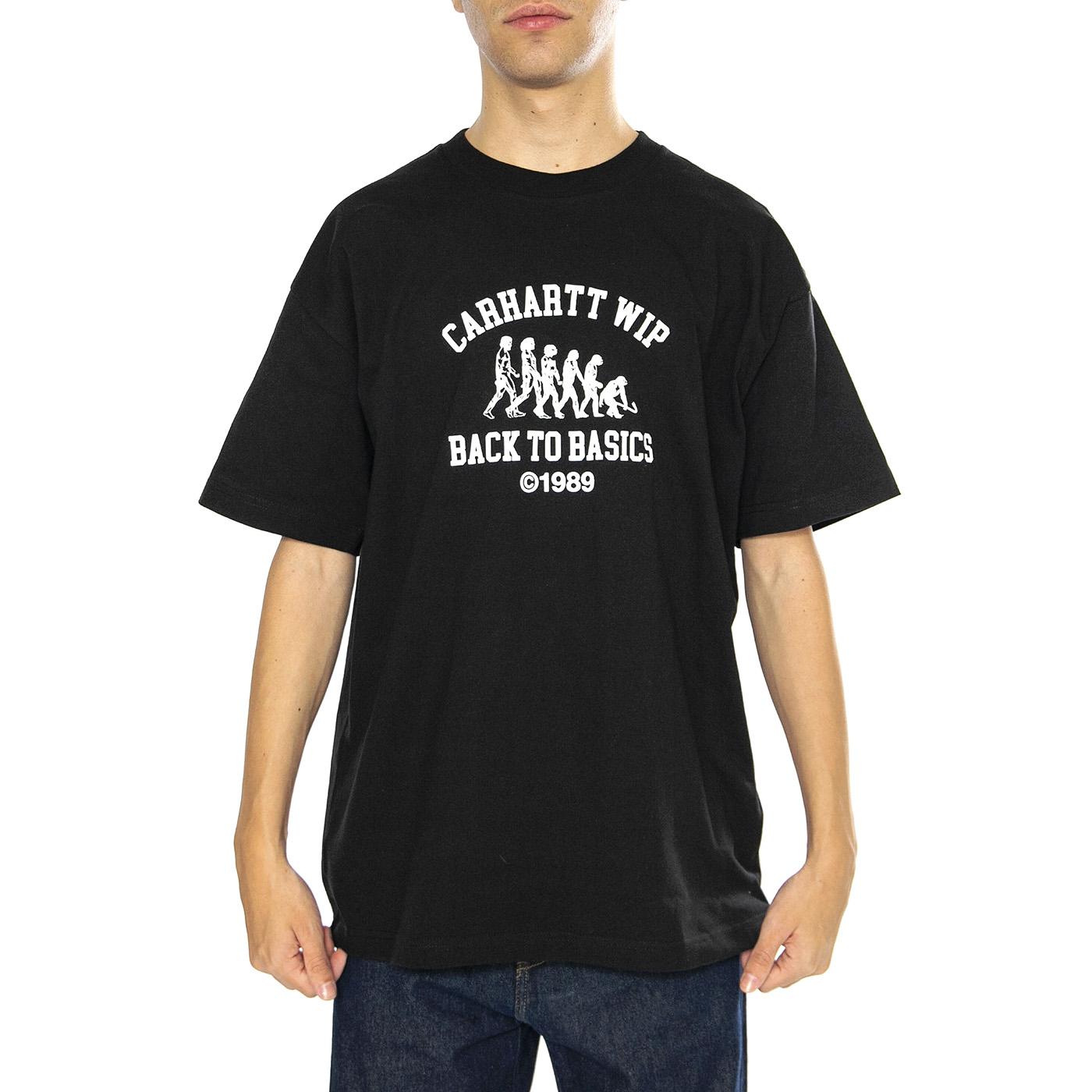 S/S Basics T-Shirt Black / White - Maglietta Girocollo Uomo Nera I033989.0D2XX  CARHARTT WIP 