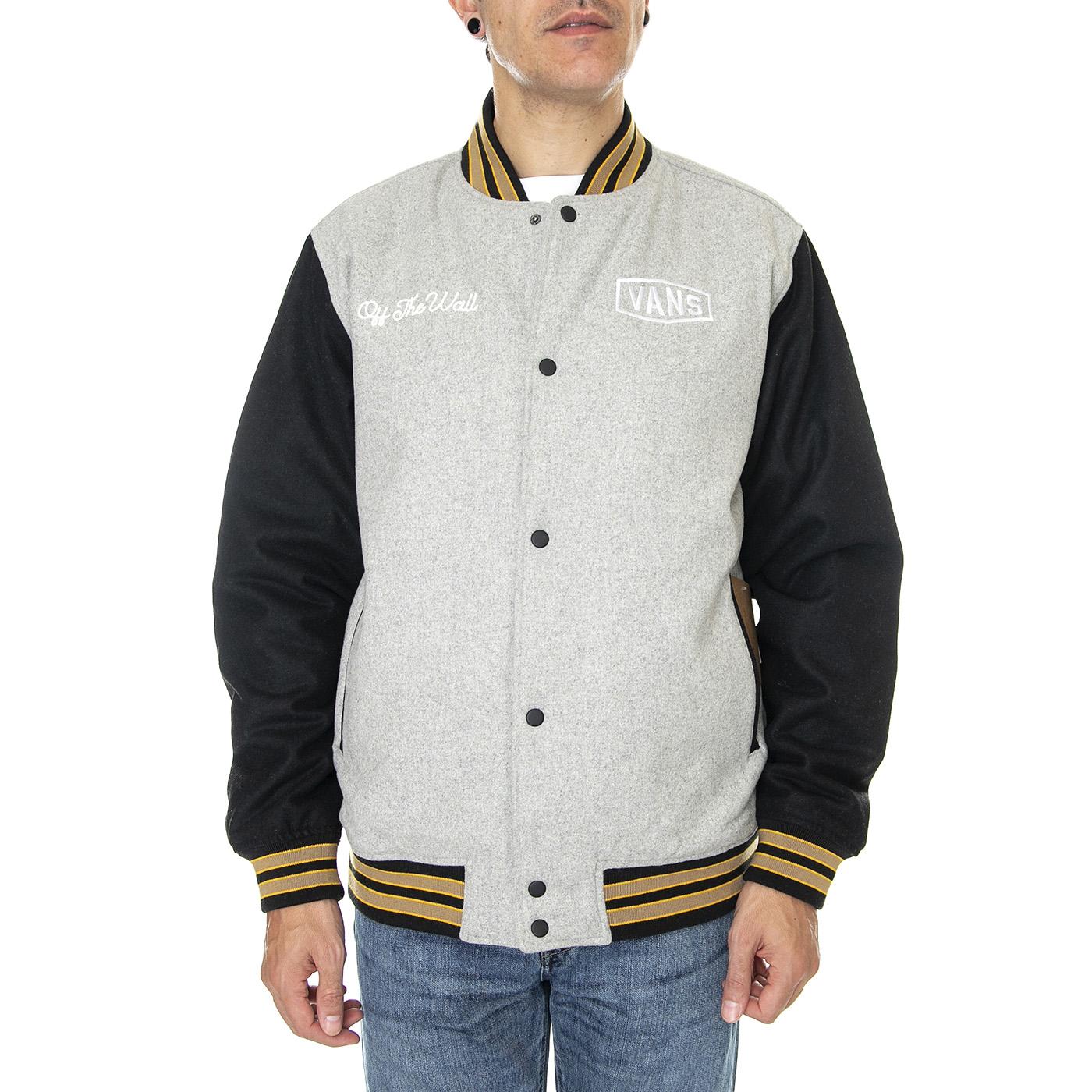 Checkerboard Research Varsity Jacket Chracoal Heather / Black - Giacca Invernale Uomo Grigia / Nera VN0A7S92CHD1  VANS 