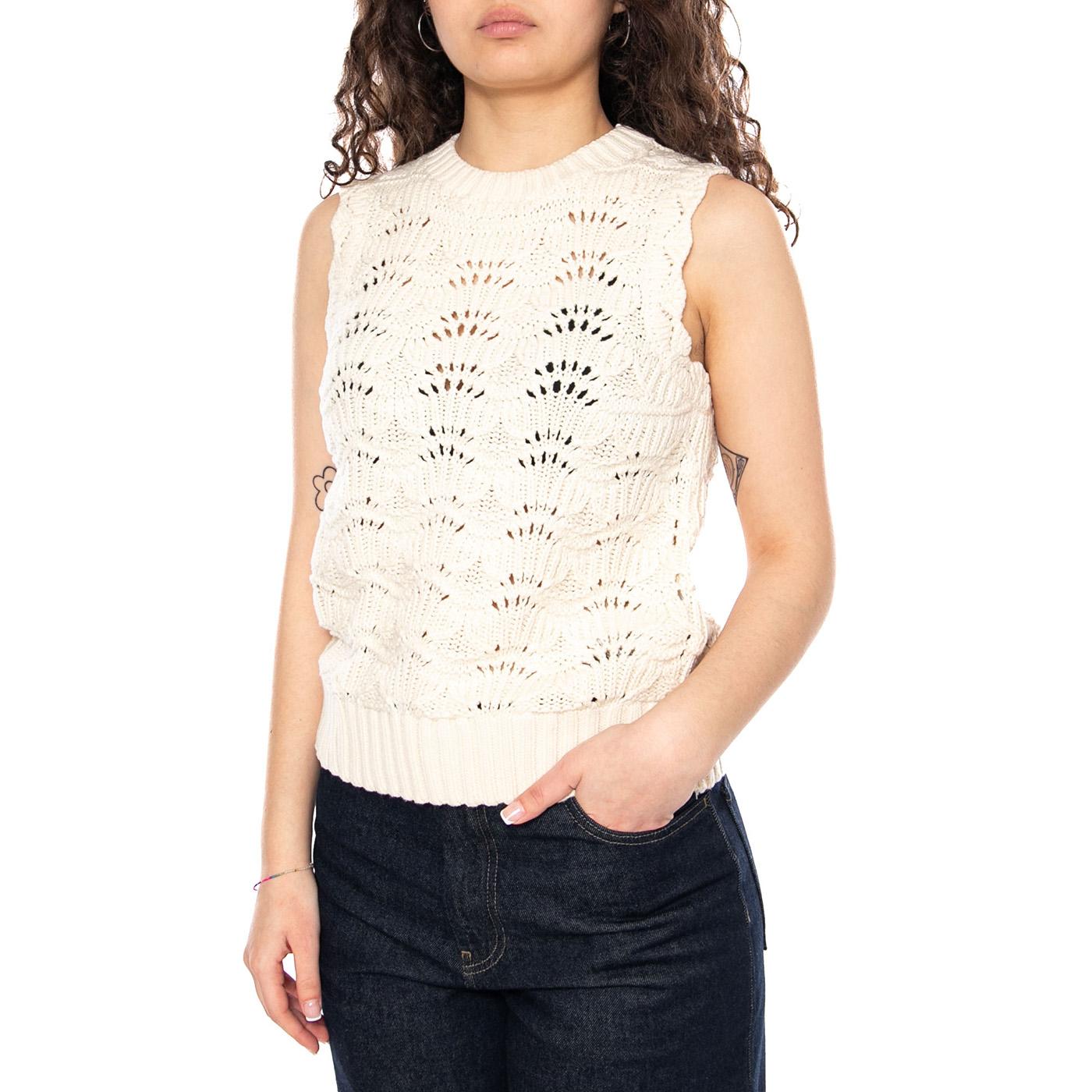 Hope Crochet Tank White - Canotta in Maglia Donna Bianca 0059T-0009 PRI LEVIS 