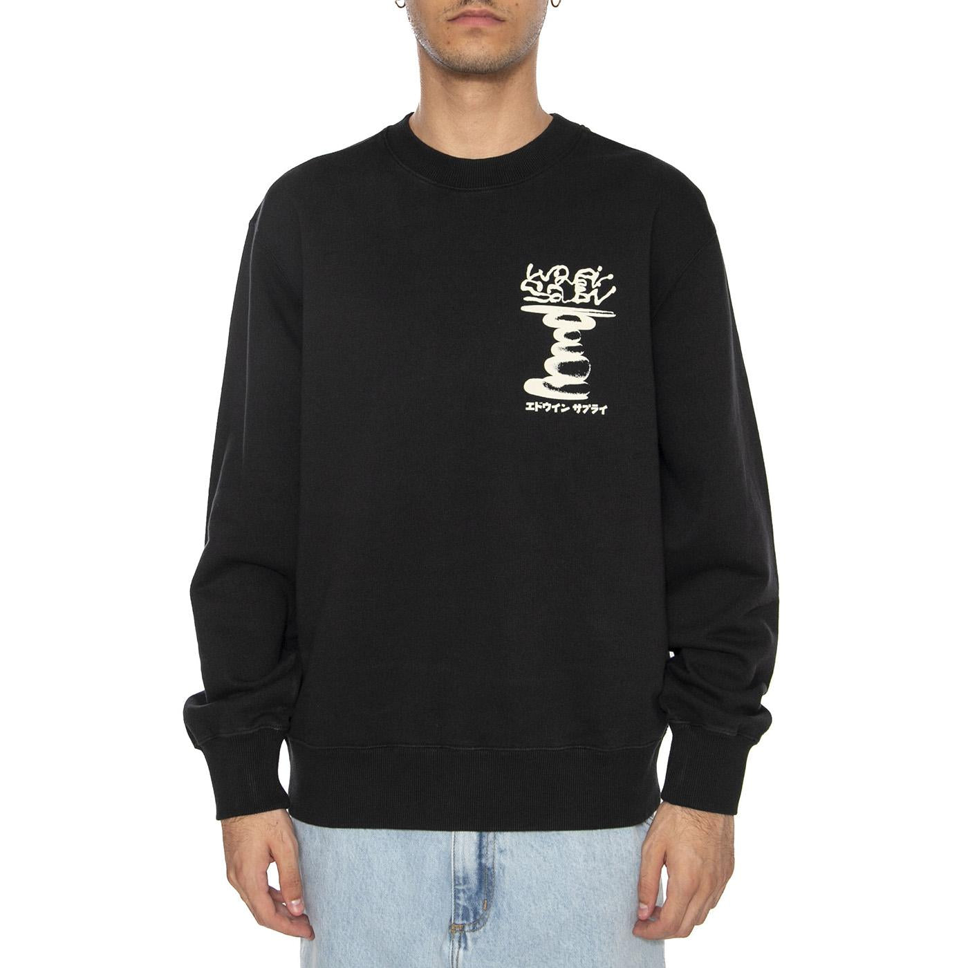 Embrace Imperfaction Sweat Black - Felpa Uomo Nera<BR/><BR/><BR/><BR/><BR/><BR/><BR/><BR/><BR/> I036082.89.67-BLK  EDWIN 