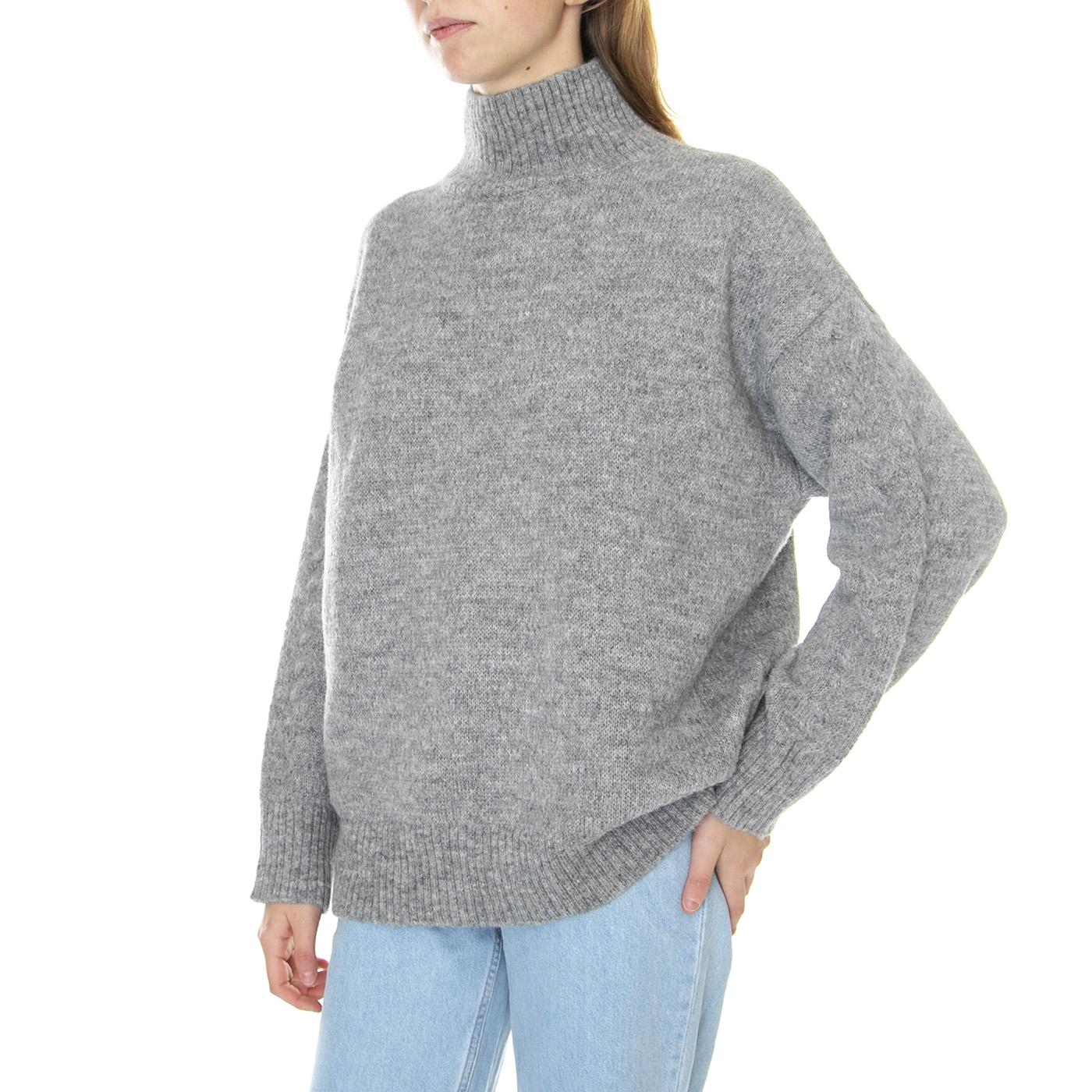 W´s Knit Stinne Grey Melange Alpaca Wool - Maglione Collo Alto Donna Grigio 330399-112  ELVINE 