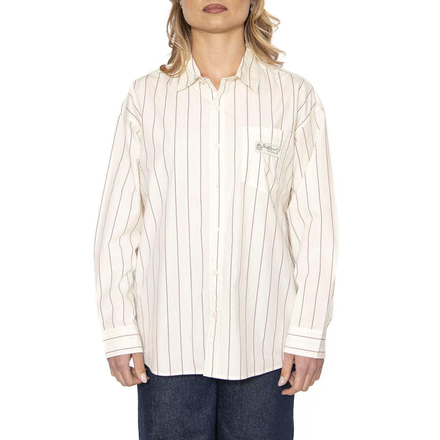 Primavera Stripe Shirt LS Tofu Multi - Camicia Donna Bianca 281200137-TFU  OBEY 