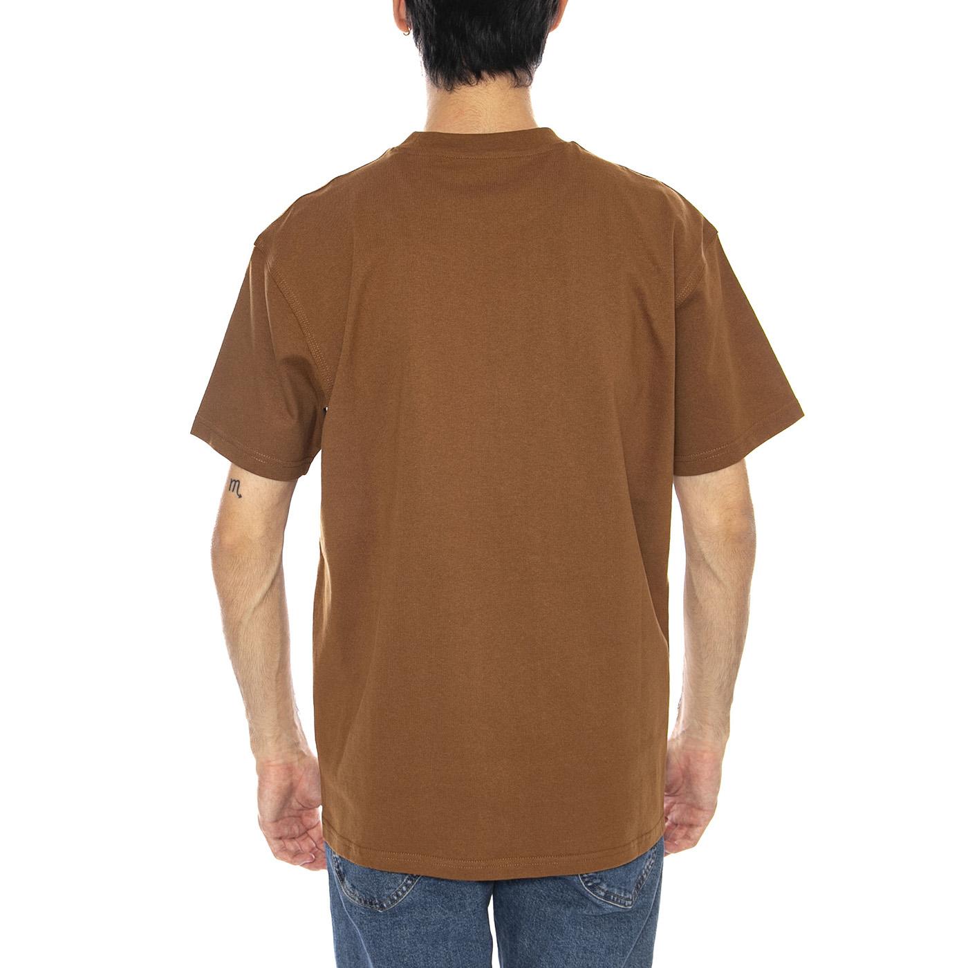 S/S American Script T-Shirt Hamilton Brown - Maglietta Girocollo Uomo Marrone I029956.HZXX  CARHARTT WIP 