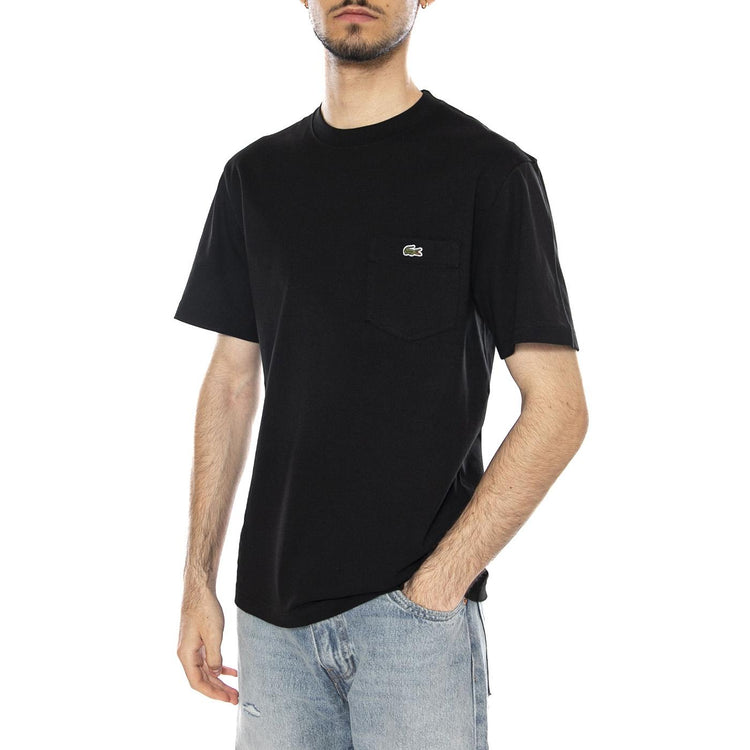 T-SHIRT BLACK - Maglietta Girocollo Uomo Nera TH2827 031 LACOSTE 