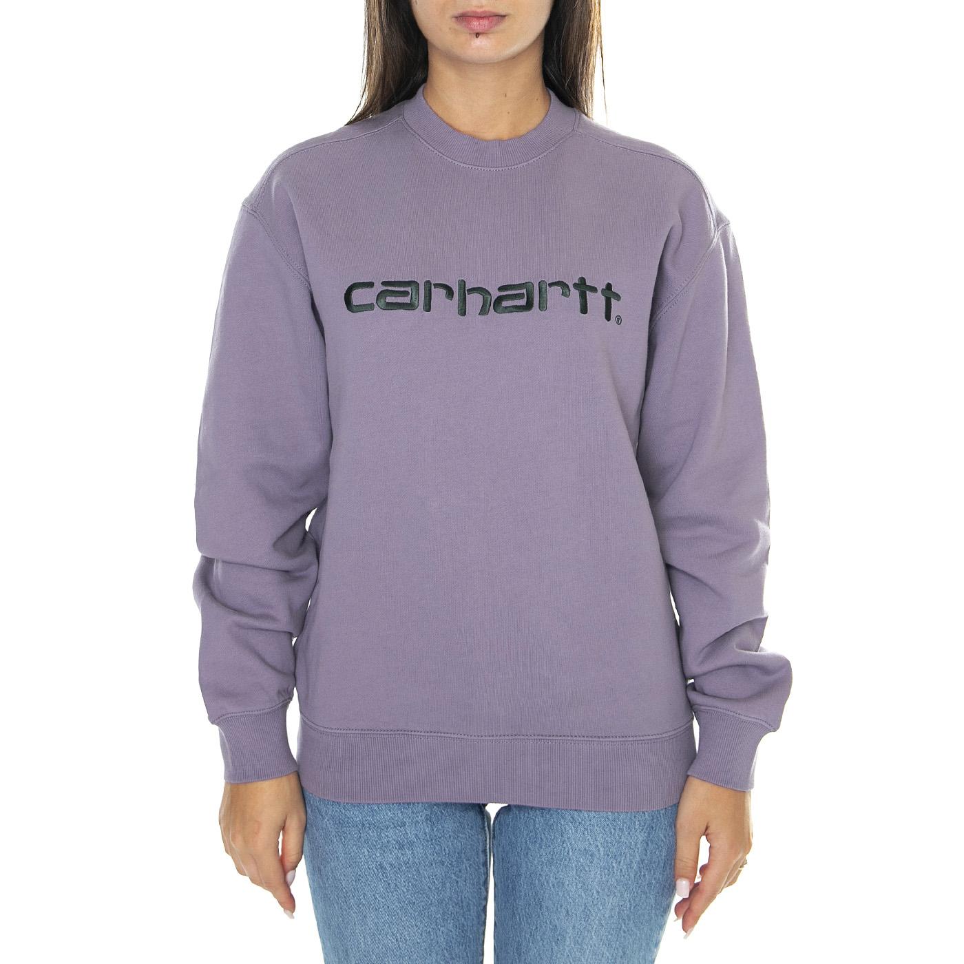 W' Carhartt Sweat Glassy Purple / Discovery Green - Felpa Girocollo Donna Viola I032694.1TFXX  CARHARTT WIP 