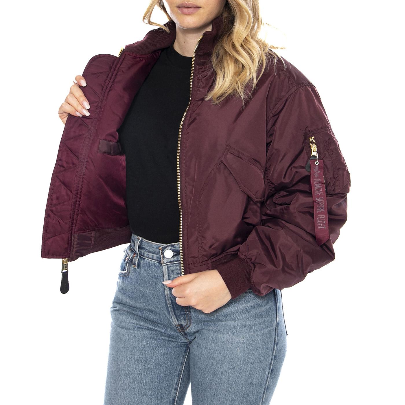 MA-1 Cropped Bomber -- Giacca Donna Dark Cherry Bordeaux F258010 608 ALPHA INDUSTRIES 