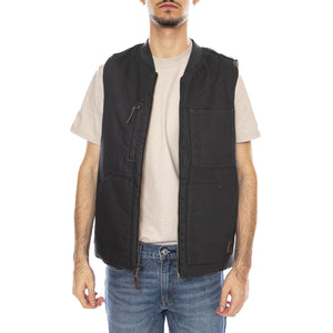 Builders Abraham Rev Vest -- Gilet Uomo Reversibile Washed Nero / Arancione 03412 WBKRO BRIXTON 