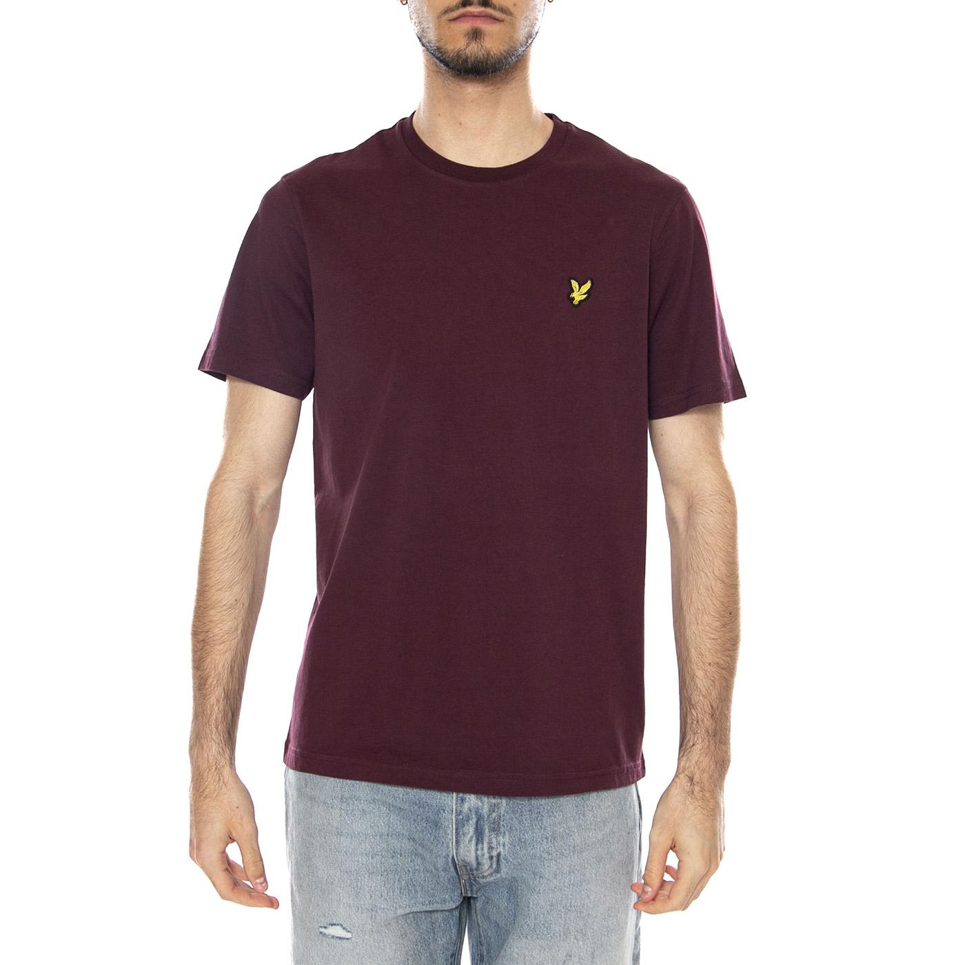 Mens Plain T-Shirt - Jet Black - Maglietta Girocollo Uomo Burgundy TS400VOG Z56 LYLE & SCOTT 