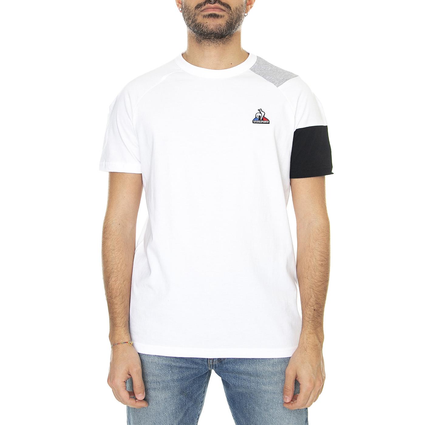 Bat Tee SS N°1 M N.O.White / G .Chiné / Clair - Maglia Girocollo Uomo Bianca 2210565-nwc  LE COQ SPORTIF 