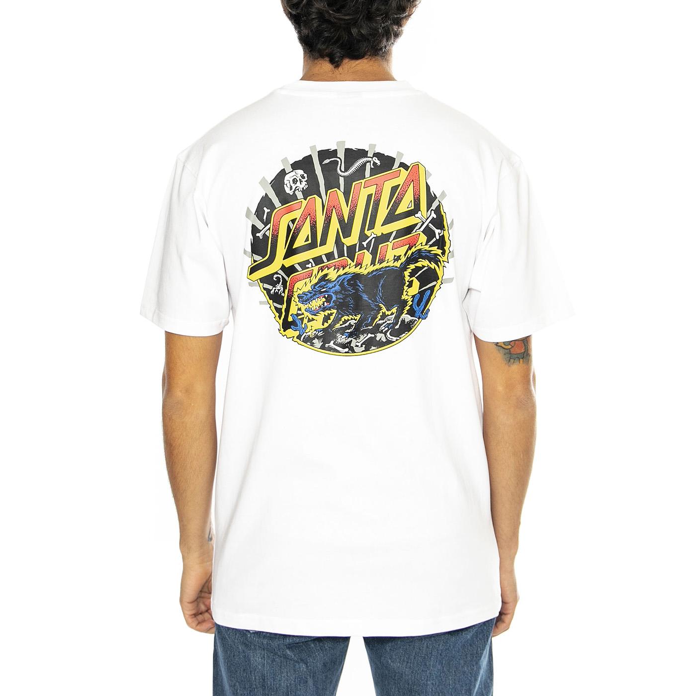 Kendall Wolf Dot White - Maglietta Girocollo Uomo Bianca SCA-TEE-11644  SANTA CRUZ 