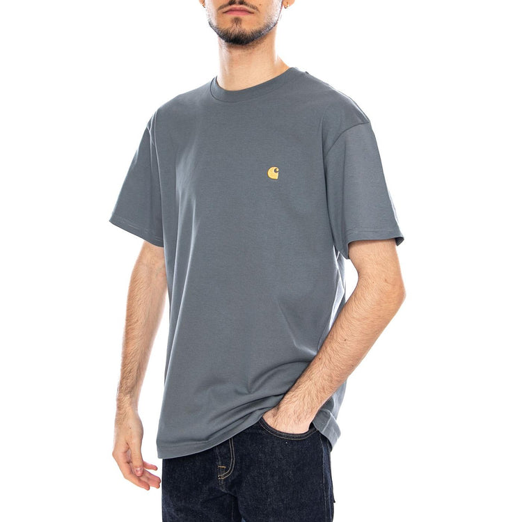 S/S Chase T-Shirt Cozy Blur / Gold - Maglietta Girocollo Uomo Blu I026391 3LPXX CARHARTT WIP 