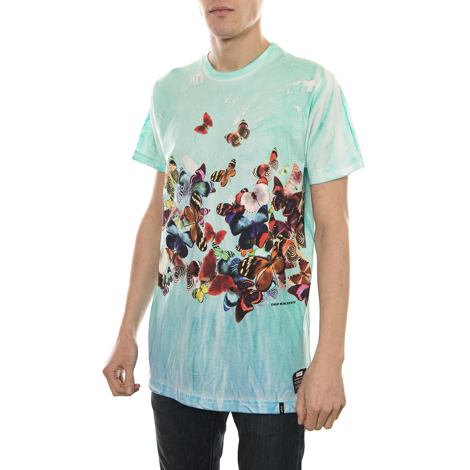 BUTTERFLY EFFECT TIEDYE TEE BLUE TS00306-BLUE  HUF 