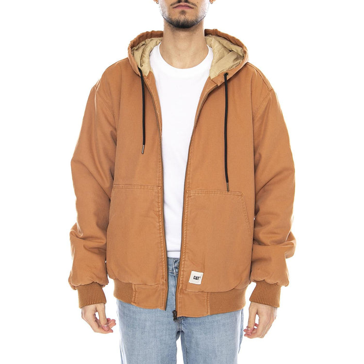 Washed Active Jacket -- Giacca Uomo Duck Marrone con Cappuccio 6040087 16-1432 CAT 