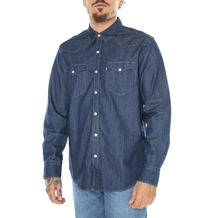 M' Barstow Western Standard Red Cast Rinse Marbled TH 2H 19 Shirt - Camicia Uomo Denim Jeans Blu 85744-0000 . LEVIS 