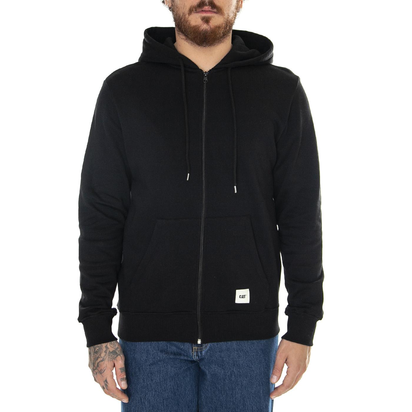 Zip Up Hoodie Black - Felpa con Cappuccio Uomo Nera 6050127-10158  CAT 
