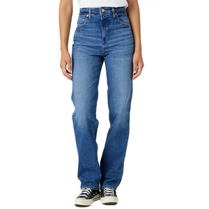 Mom Straight Smoke Sea Denim Pants - Pantaloni Denim Jeans Donna Blu W27MYLZ71  WRANGLER 