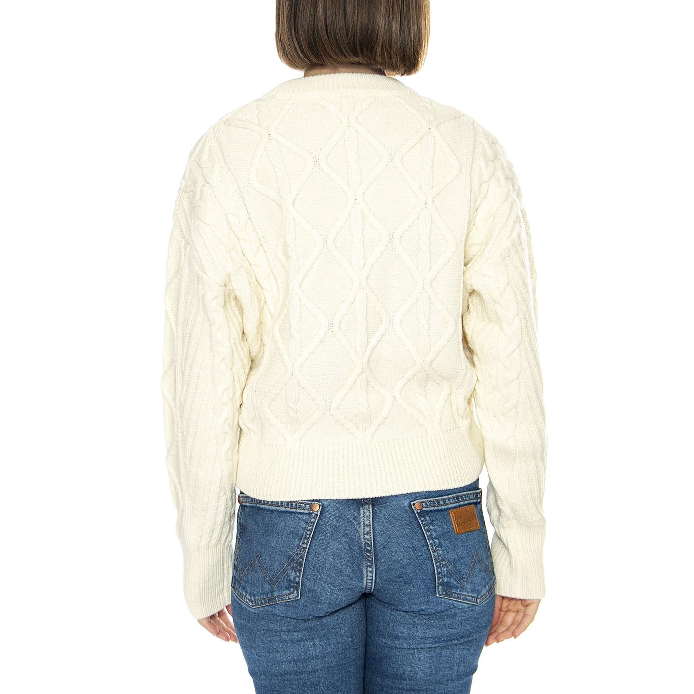 Cable Knit Sweater Worn White - Maglione Donna Bianco 112356472-WHITE  WRANGLER 