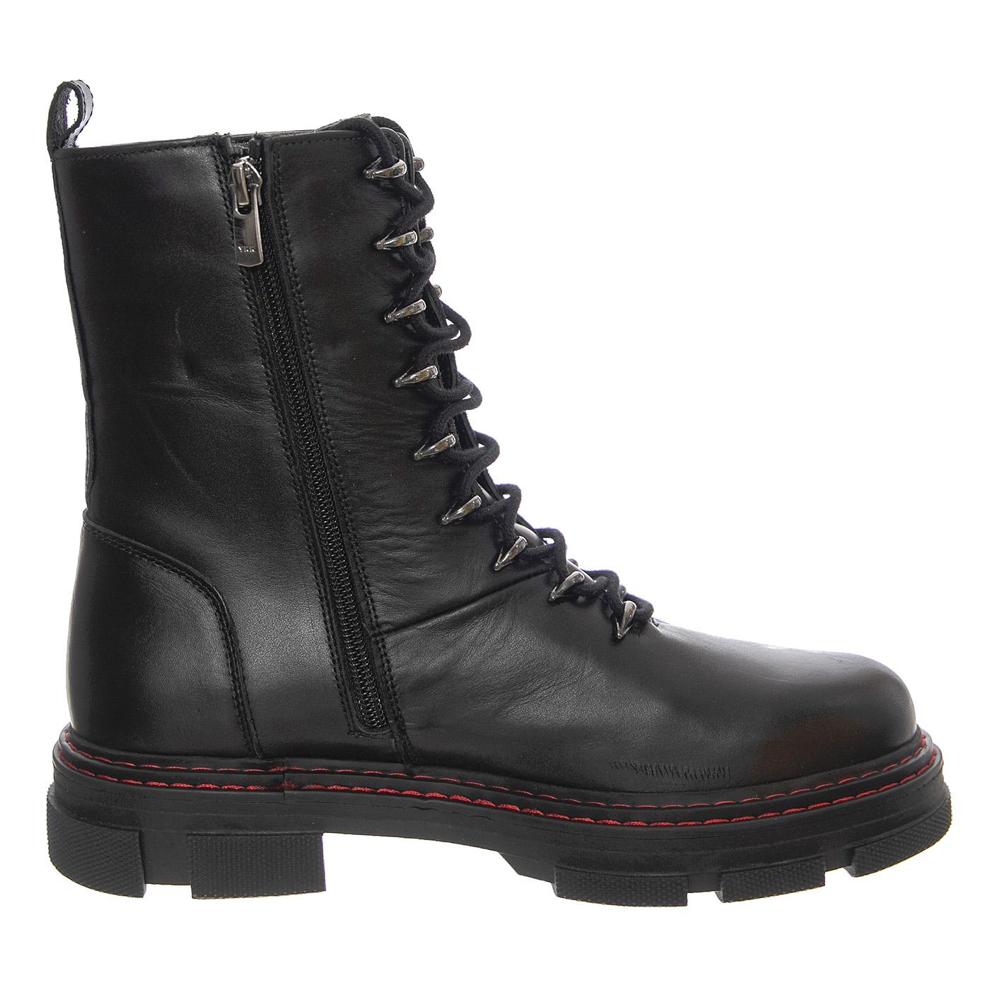 W' Bird Black Red Leather Boots - Stivali Stringati Donna Neri KG-BIRDBLK  KURT GEIGER 