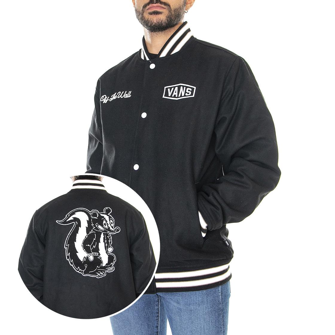 Checkerboard Research Varsity Jacket Black - Giacca Invernale Uomo Nera VN0A7S92BLK1  VANS 