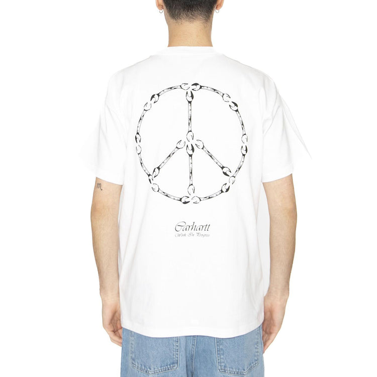 S/S Peace And Work T-Shirt White / Black - Maglietta Girocollo Uomo Bianca I034763.00AXX  CARHARTT WIP 