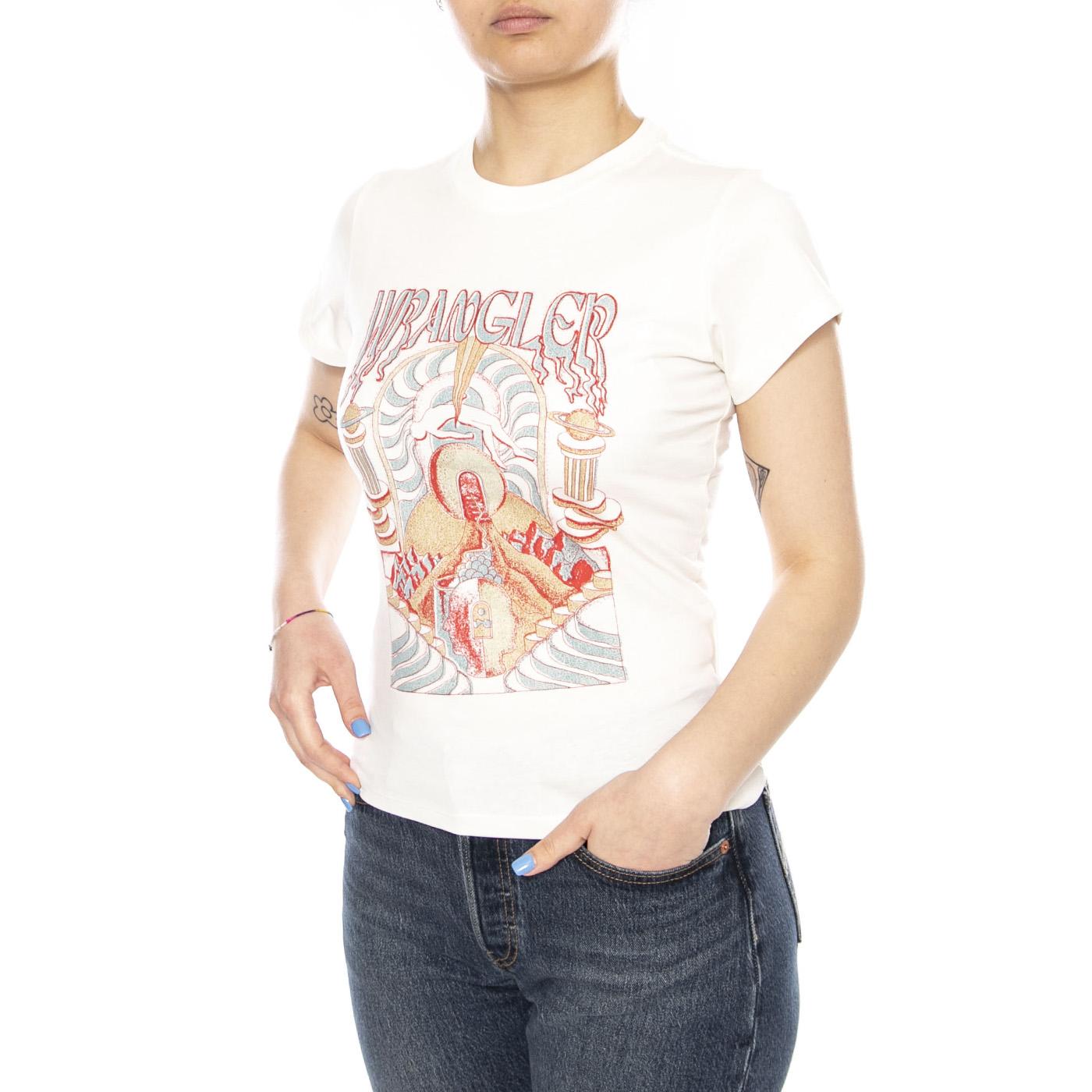 SHRUNKEN BAND TEE WORN WHITE - Maglietta Girocollo Donna Bianca 112378024 WHT WRANGLER 